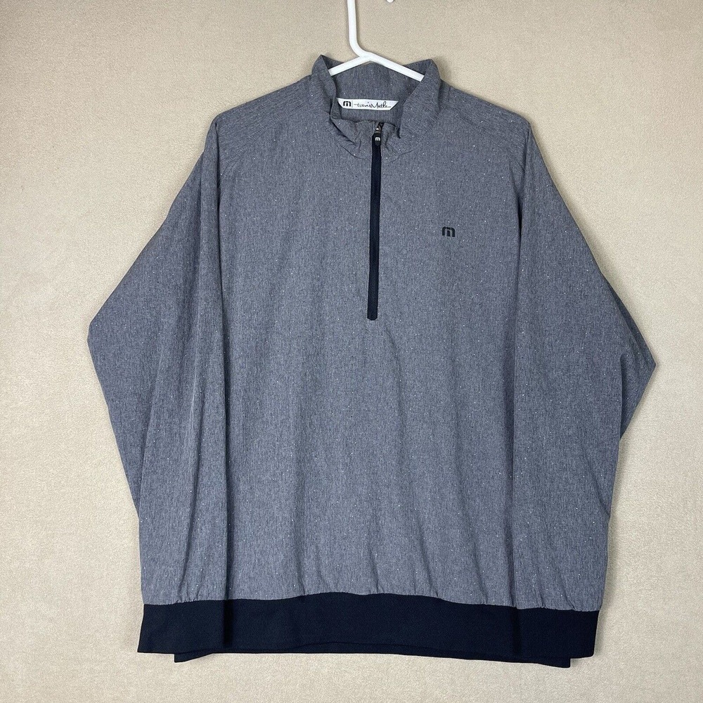Travis Mathew‎ Sweater Mens Extra Large Gray 1/4 Zip Pullover Golfing Logo Adult
